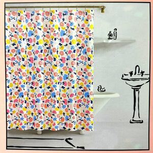 Kate Spade New York Gala Floral Cotton Blend Fabric Shower Curtain 72"x 72" New